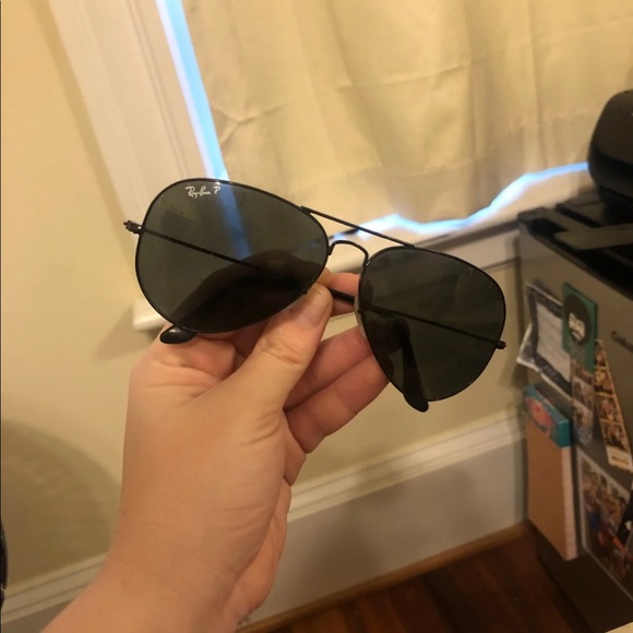 Ray-Ban Accessories - Polarized Black Rayban Aviator Sunglasses